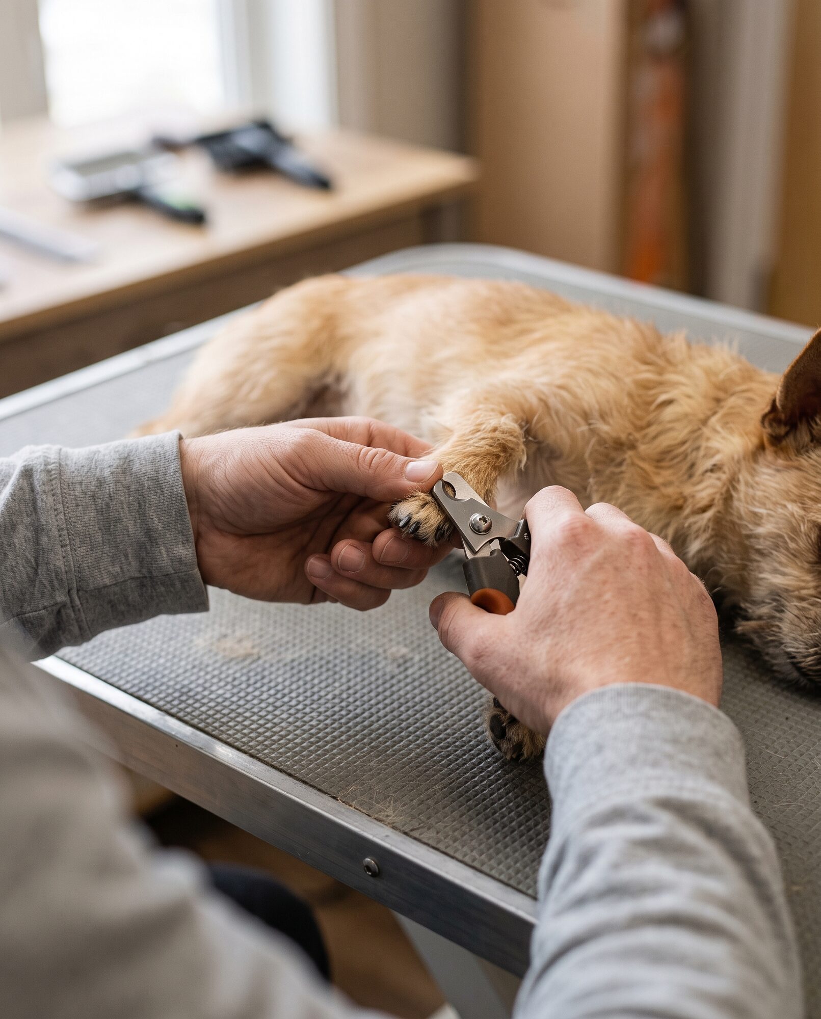 Trimming a small dog's nails